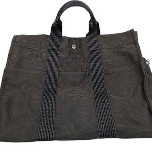 Hermès Fourre Tout Charcoal Grey Canvas Tote Bag